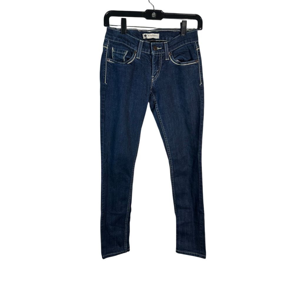 Levi's Too Superlow Dark Wash Skinny Jeans with Signature V-Stitch Pockets Sz 1S